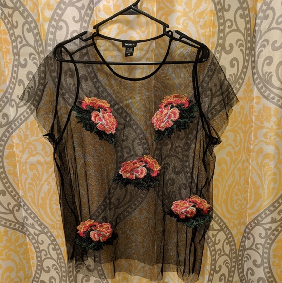 torrid Tops - Torrid see through embroidery top, 00, NWOT